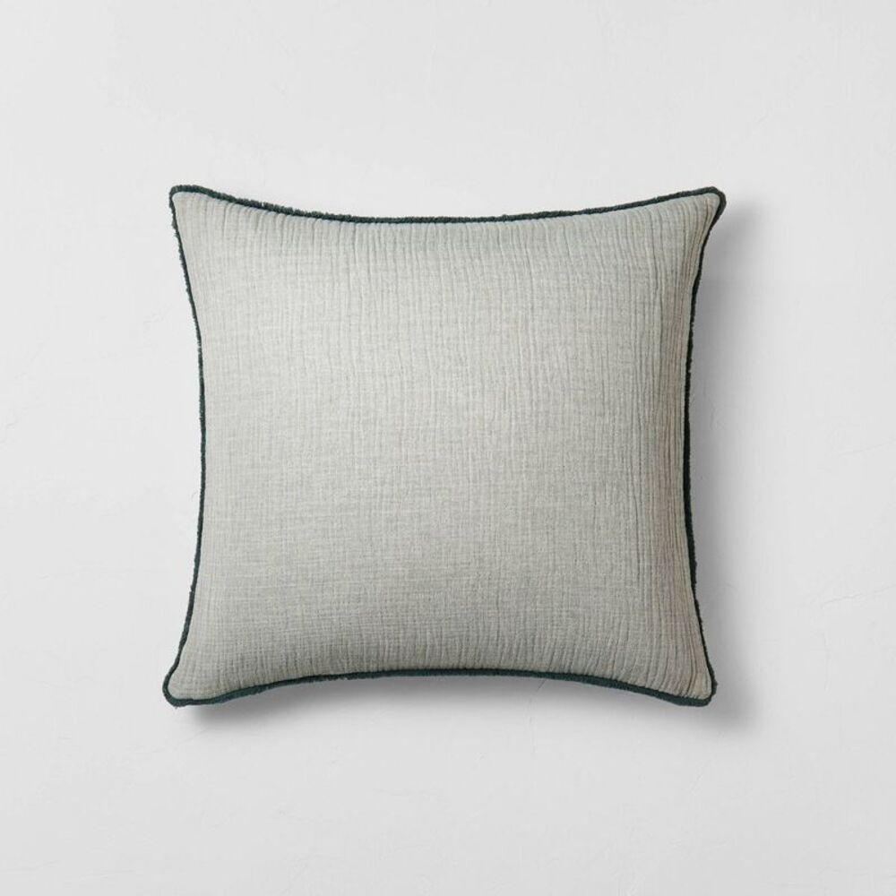 Euro 26''x26'' Textured Chambray Cotton Throw Pillow - Teal Blue